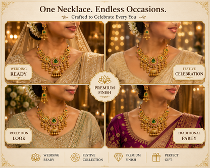 Zarini  Antique Temple Kundan Necklace Set