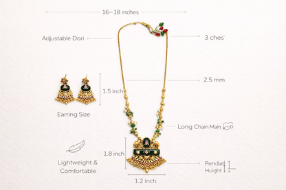 Zarini  Emerald Temple Pendant Necklace Set