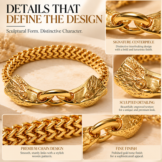 Zarini Gold-plated Dragon Motif Chain Bracelet for Men