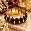 Zarini Burgundy Marbled Statement Bangle for Women | Gold-Tone Elegant Bracelet