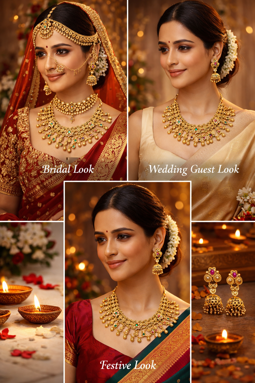 Zarini  Floral Temple Choker Necklace Set