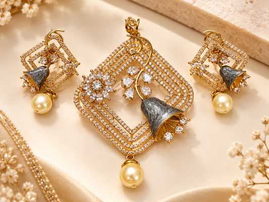 ZARINI Belle Fleur Two-Tone Floral Pendant Set