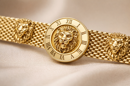 18K Gold Plated Lion Medallion Bracelet – Anti-Tarnish Bold Statement Chain