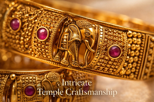 Zarini Heritage Elephant Ruby Bangle set