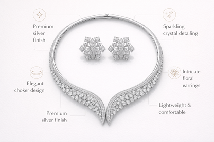 Zarini’s Luxe Crystal Swan Neck Statement Set