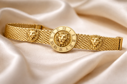 18K Gold Plated Lion Medallion Bracelet – Anti-Tarnish Bold Statement Chain