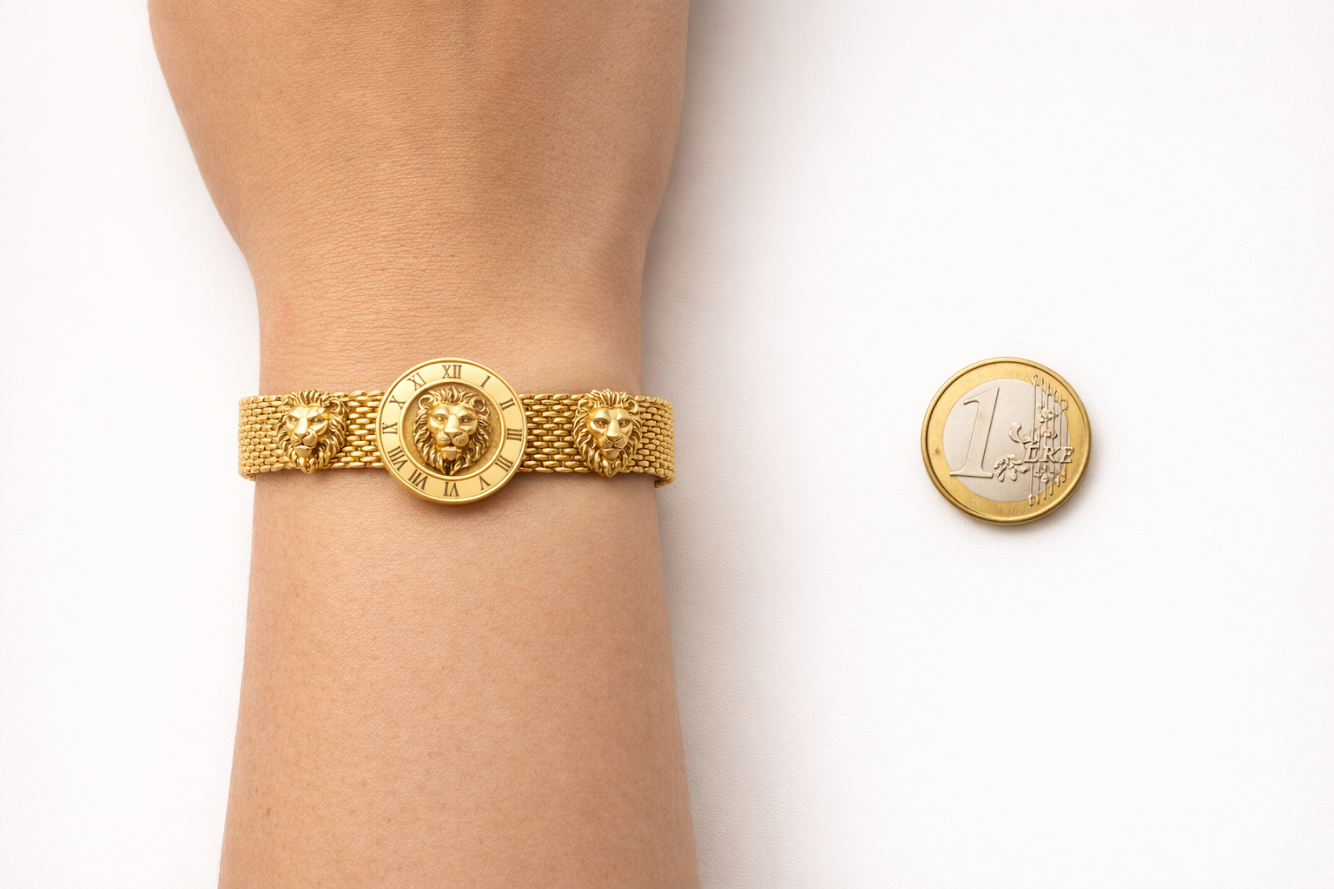 18K Gold Plated Lion Medallion Bracelet – Anti-Tarnish Bold Statement Chain