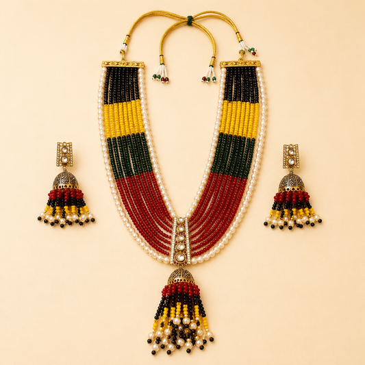 Zarini Rangrez Multicolour Beaded Kundan Necklace Set