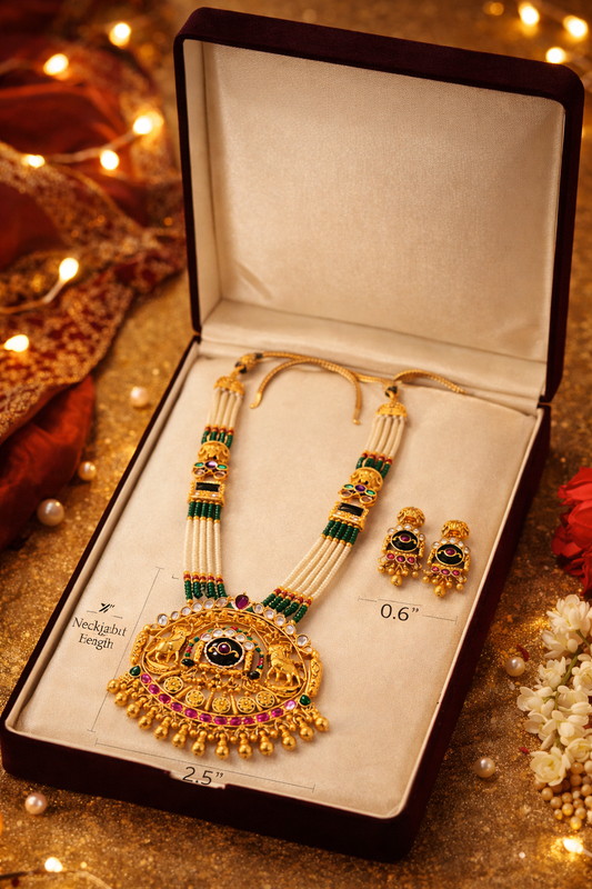 Zarini’s Heritage Temple Pearl Necklace Set