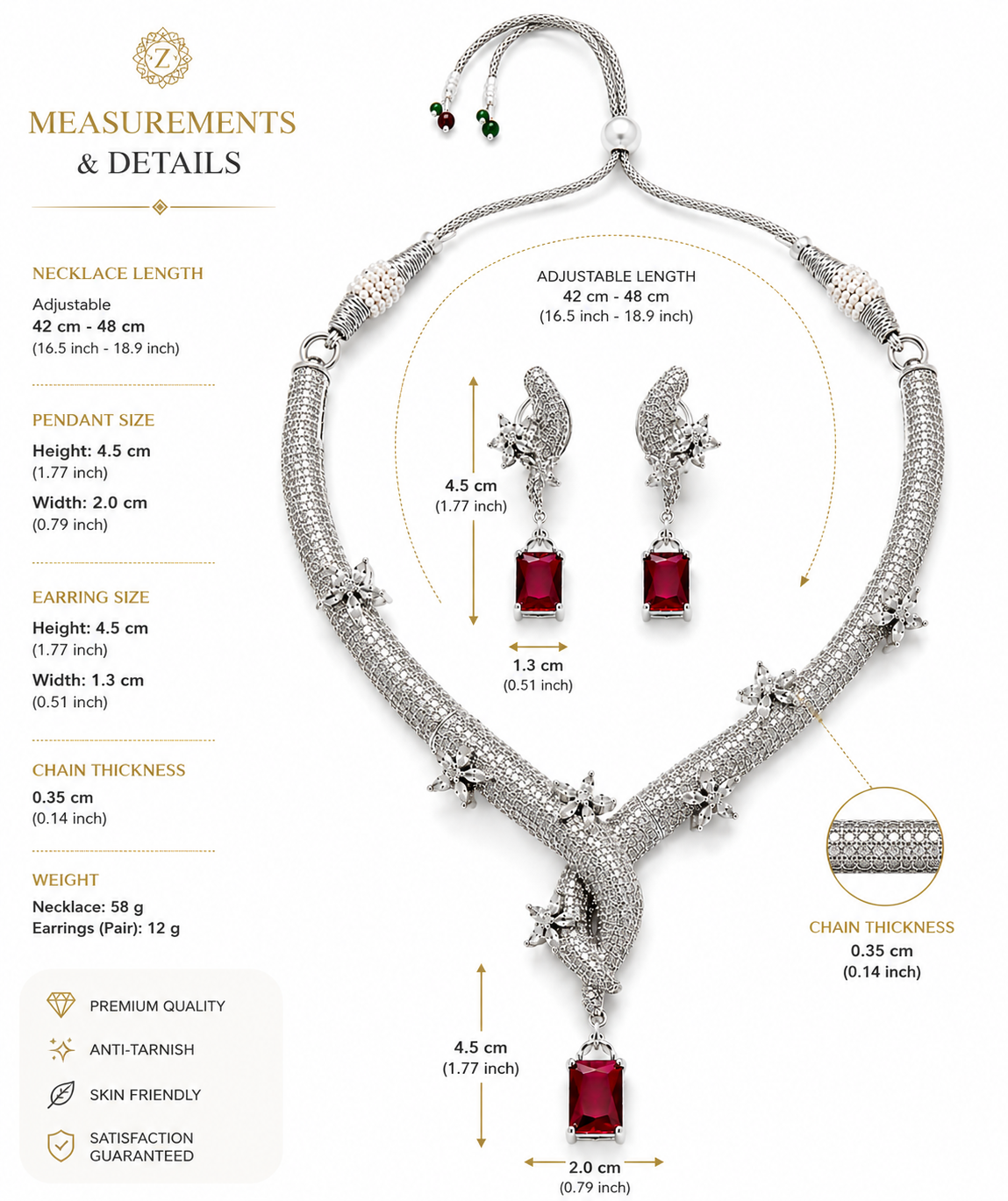 Zarini Celeste Ruby Statement Necklace Set