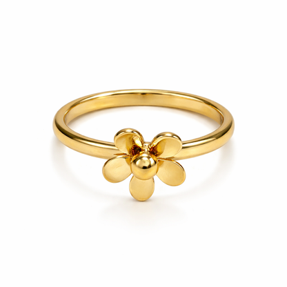 Zarini Sleek Flower Ring – Gold Plated Anti-Tarnish Minimal Design