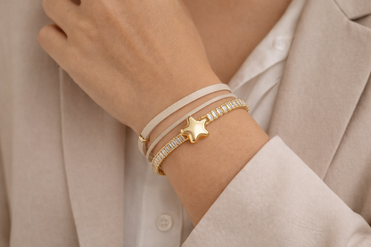 Gold Plated CZ Tennis Bracelet with Butterfly Charm – Anti-Tarnish Finish