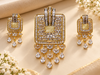 ZARINI Royal Bloom Gold Plated Two-Tone Pendant & Drop Earrings Set