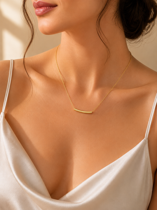 Zarini Gold Plated Anti-Tarnish Minimalistic Sleek Tube Pendant
