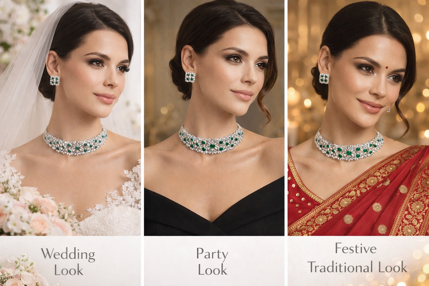 Zarini’s Emerald Crystal Statement Choker Set
