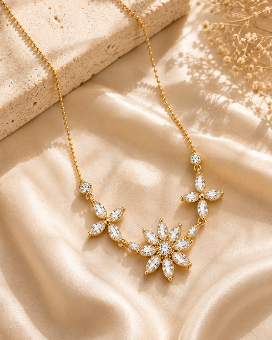 Zarini Alina Crystal Bloom Delicate Necklace