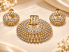 ZARINI Aurelia Gold-Toned Floral Crescent Pendant Set