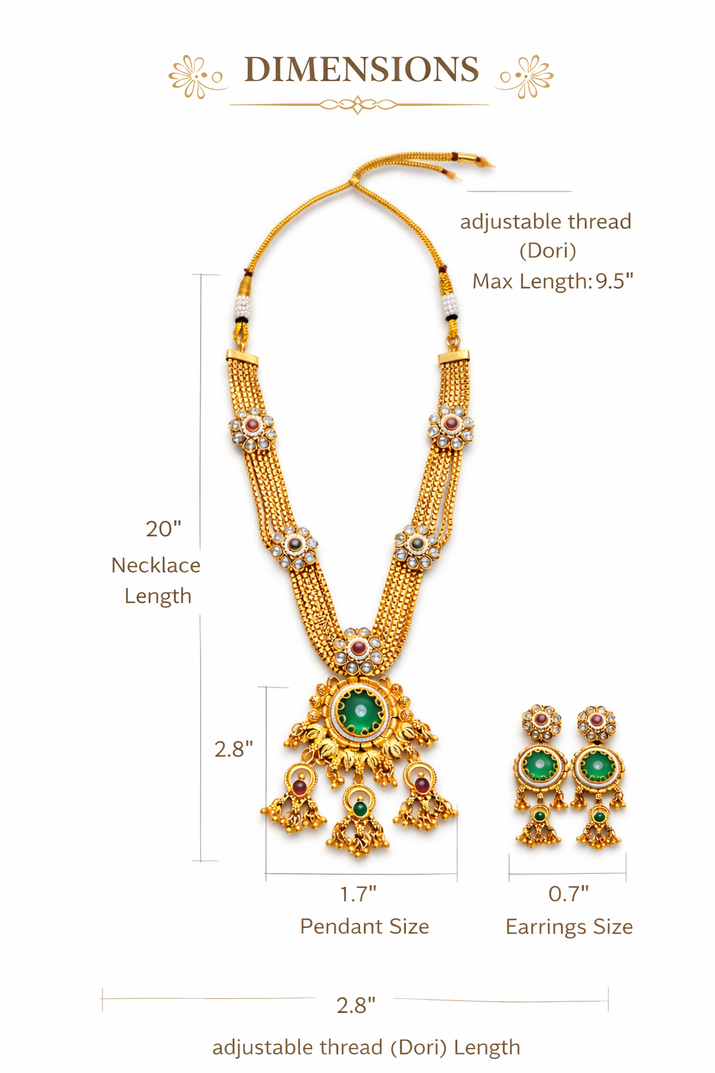 Zarini’s Emerald Antique Layered Necklace Set