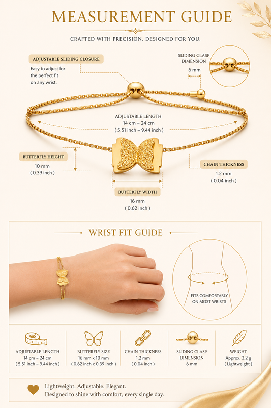 gold plated cz studded anti tarnishbutterfly in center bracelet