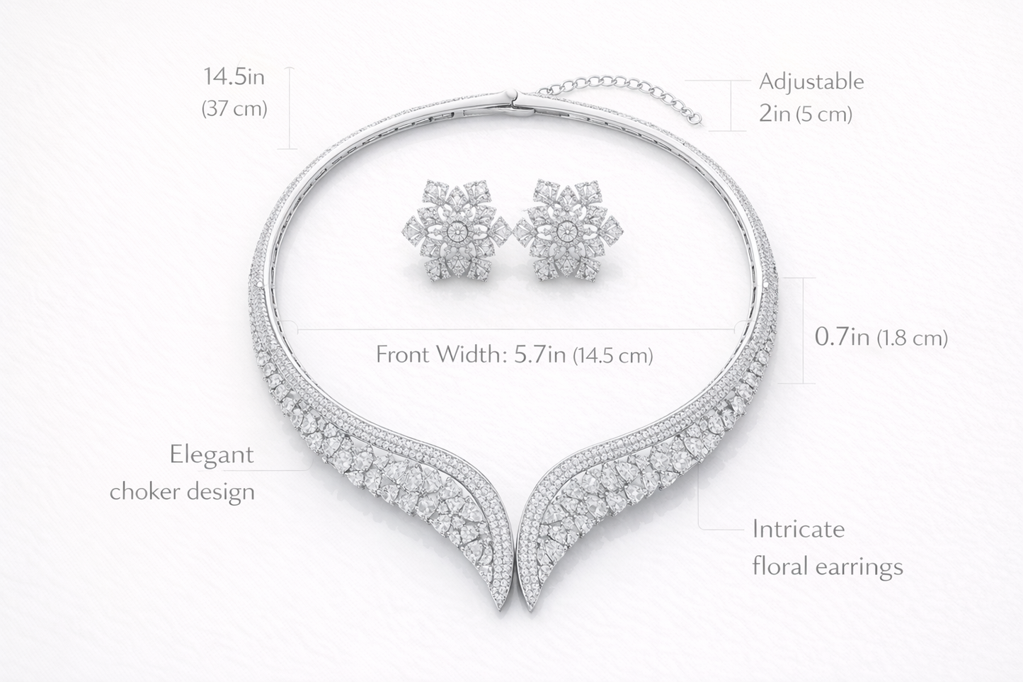 Zarini’s Luxe Crystal Swan Neck Statement Set