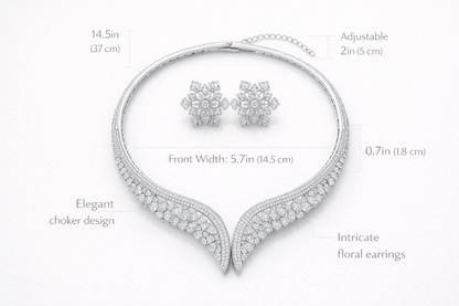 Zarini’s Luxe Crystal Swan Neck Statement Set