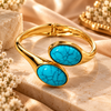 ZARINI Azure Duo Turquoise-Blue & Gold-Toned Hinged Bangle