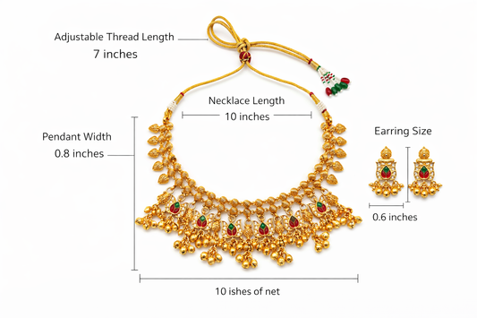 Zarini’s Antique Lotus Temple Necklace Set