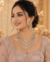 Zarini Royale Crystal Teardrop Bridal Necklace Set with Earrings & Maang Tikka