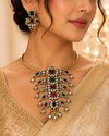 ZARINI Navratna Heritage Statement Necklace & Earrings Set