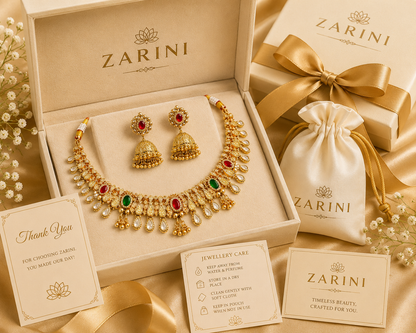Zarini Royal Kundan Jhumka Necklace Set