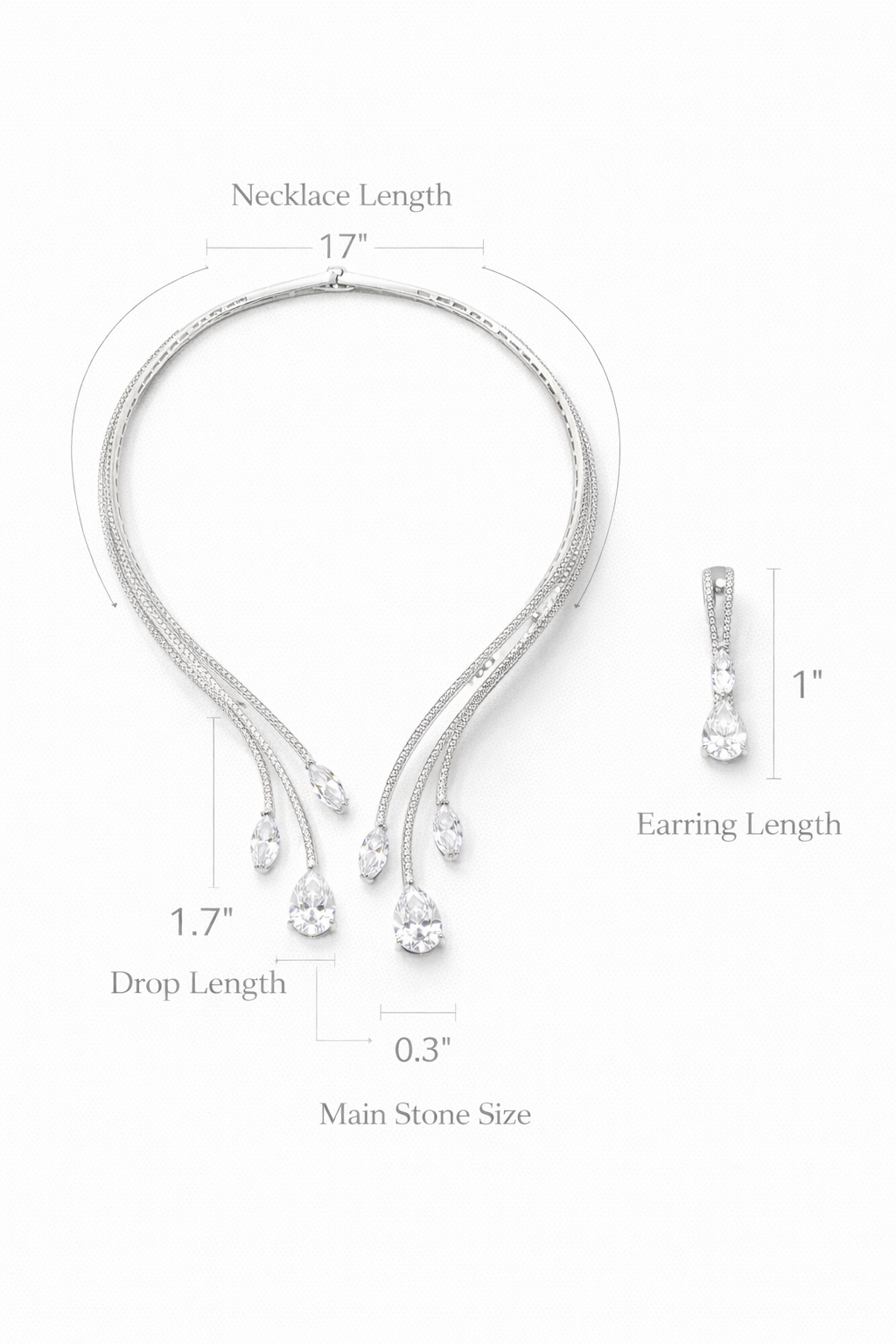 Zarini’s Luxe Crystal Cascade Drop Necklace Set