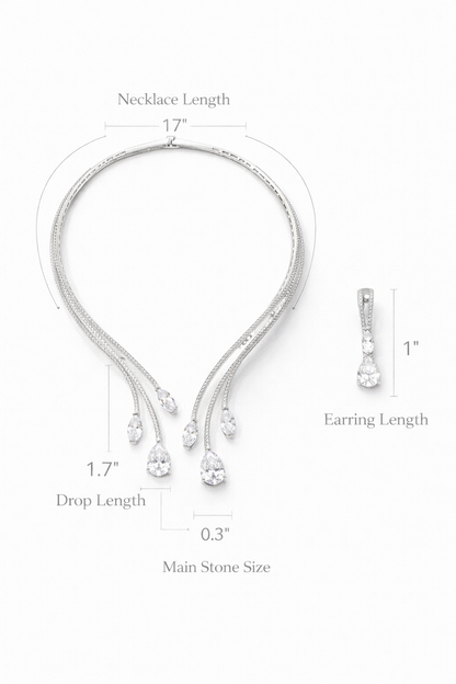 Zarini’s Luxe Crystal Cascade Drop Necklace Set