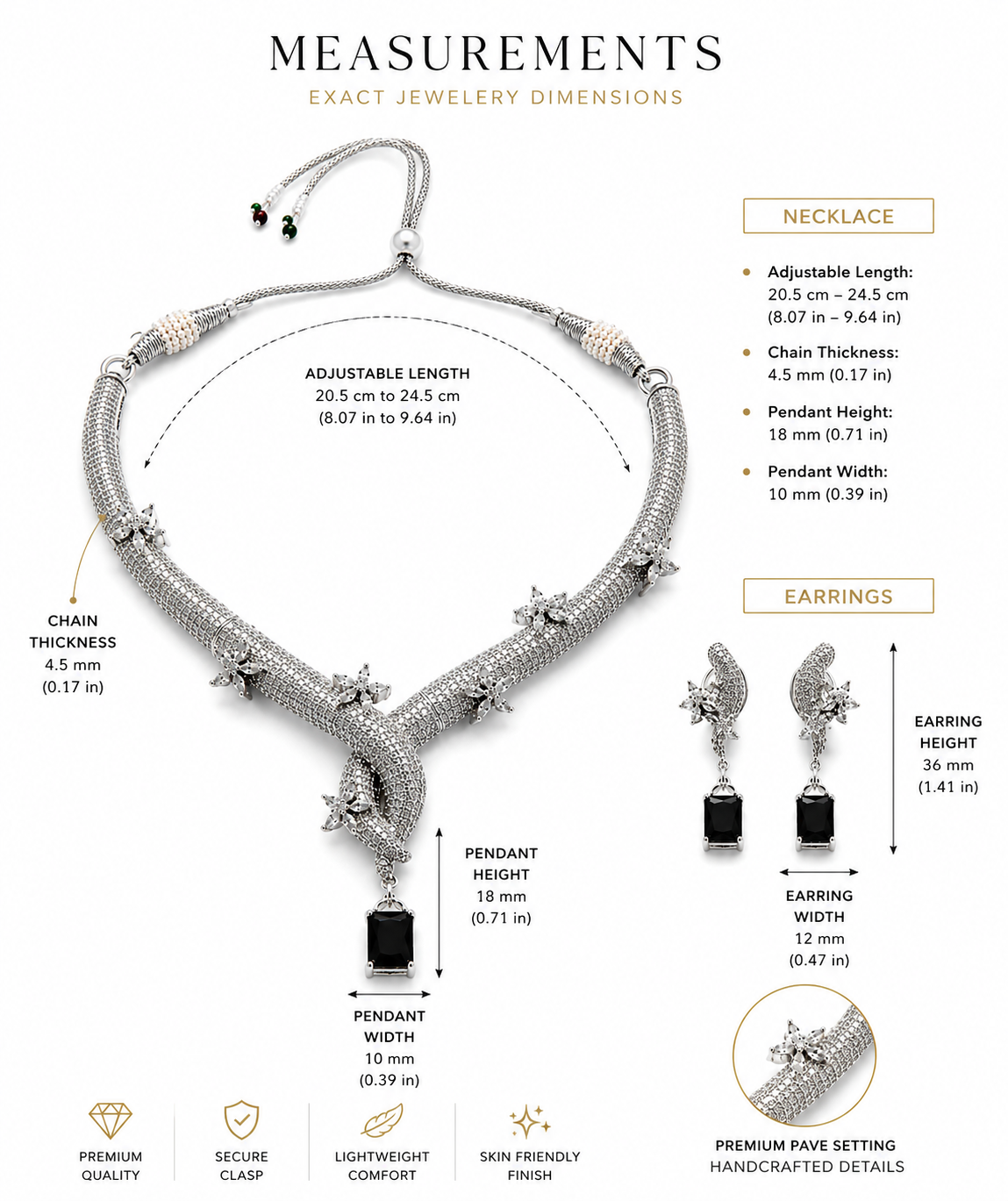 Zarini Noir Elegance CZ Necklace Set