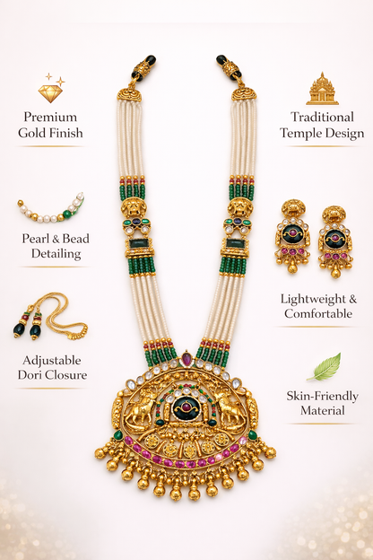 Zarini’s Heritage Temple Pearl Necklace Set