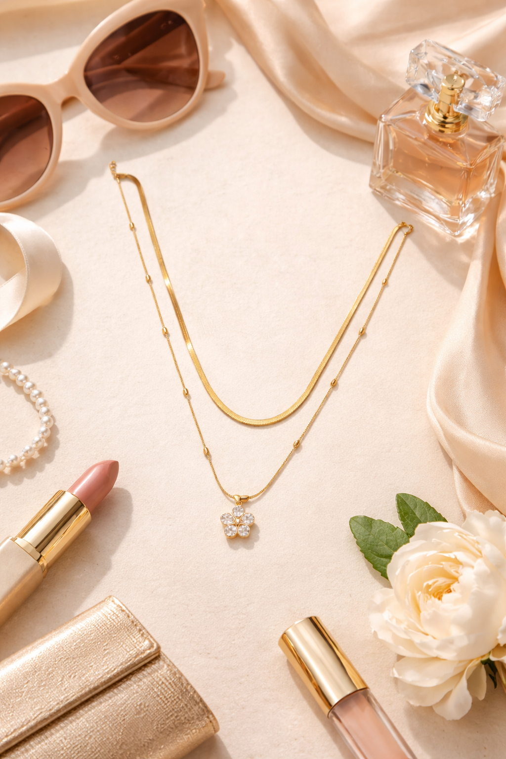 Zarini’s Layered Floral Crystal Pendant
