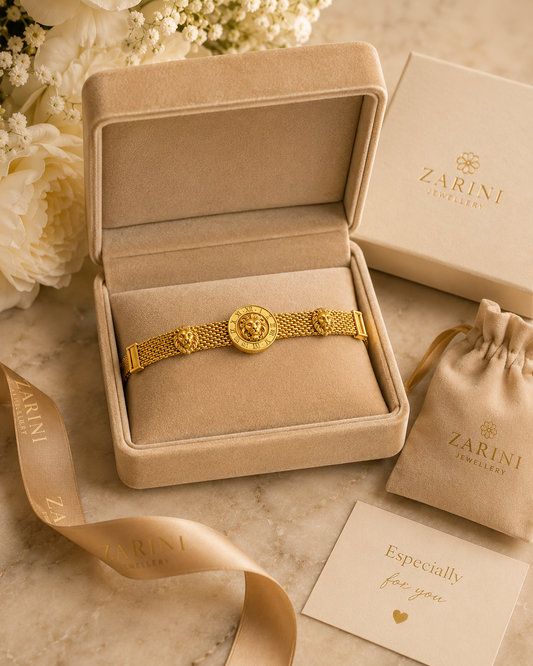 18K Gold Plated Lion Medallion Bracelet – Anti-Tarnish Bold Statement Chain