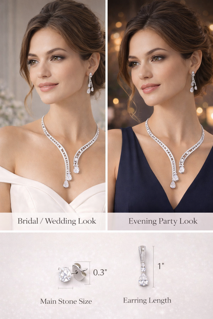 Zarini’s Elegant Drop Crystal Necklace Set