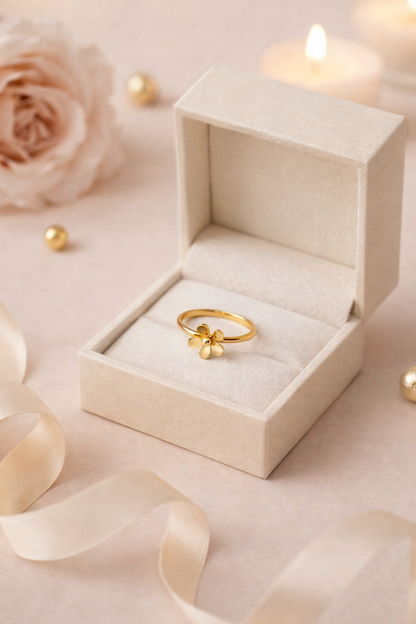 Zarini Sleek Flower Ring – Gold Plated Anti-Tarnish Minimal Design