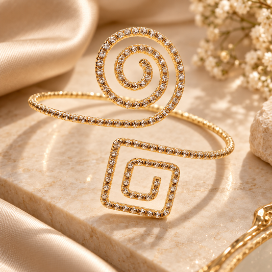 Zarini Crystal Spiral Luxe Arm Cuff
