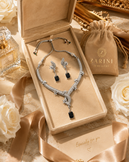 Zarini Noir Elegance CZ Necklace Set