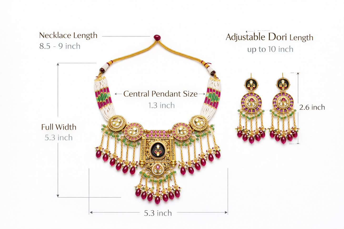 Zarini’s Regal Temple Pearl Necklace Set