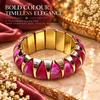 Zarini Hot Pink Marbled Statement Bangle for Women | Gold-Tone Elegant Bracelet