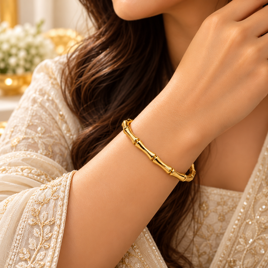 ZARINI Golden Rhythm Bamboo-Inspired Bracelet