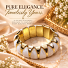 Zarini Ivory White & Gold-Tone Statement Bangle for Women | Elegant Enamel-Style Jewellery