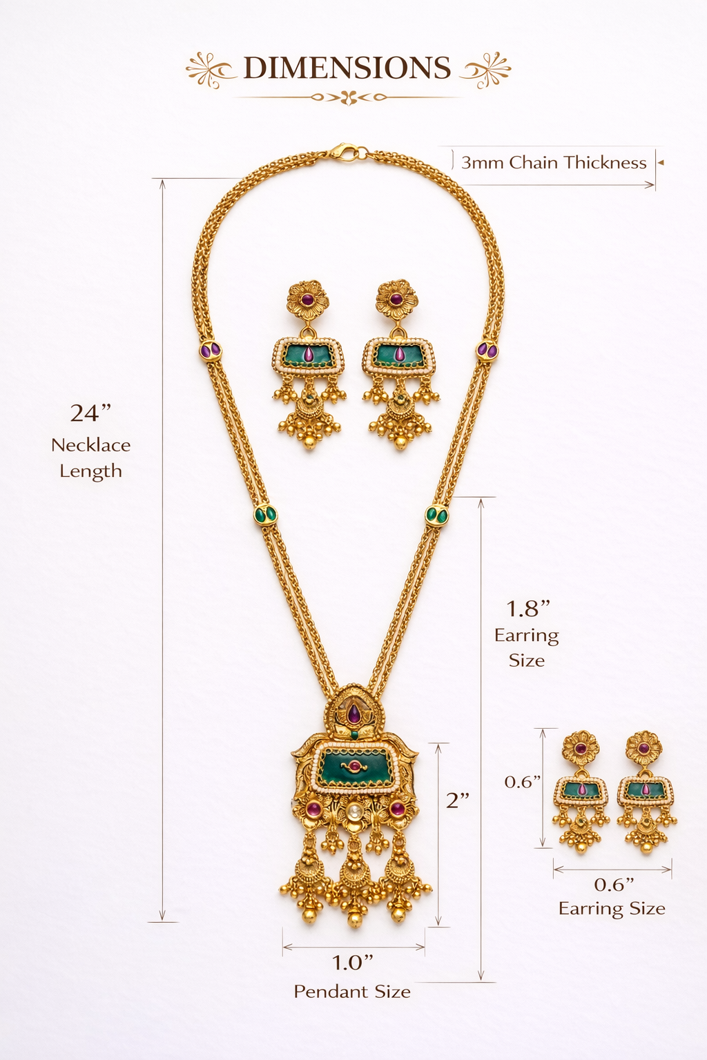 Zarini  Classic Kundan Pendant Necklace Set