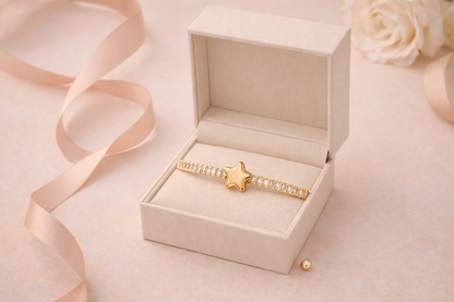 Gold Plated CZ Tennis Bracelet with Butterfly Charm – Anti-Tarnish Finish