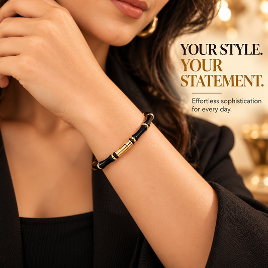 ZARINI Midnight Rhythm Black & Gold-Toned Bracelet