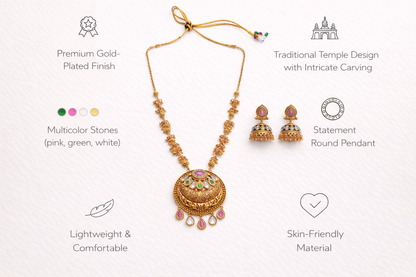 Zarini  Antique Temple Pendant Necklace Set