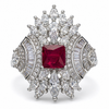 ZARINI Rosé Majesty Pink Stone Silver-Toned Statement Ring