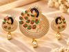 ZARINI Mayura Garden Multicolour Gold plated Peacock Pendant Set